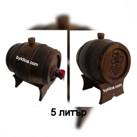 Дървено буре с дърворезба 5 литра