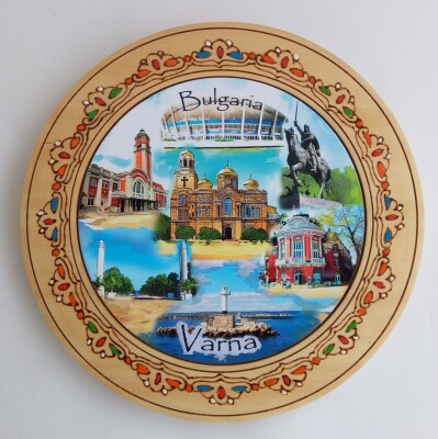 Дървена чиния Варна пирография