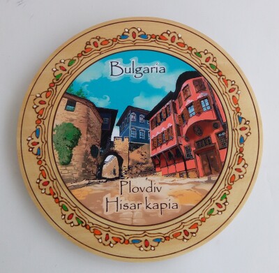 Дървена чиния Пловдив пирография