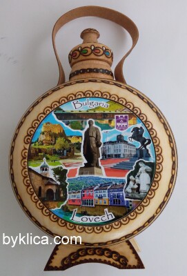 Дървена бъклица със стъклен контейнер ЛОВЕЧ