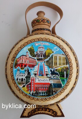 Дървена бъклица със стъклен контейнер ПЛЕВЕН