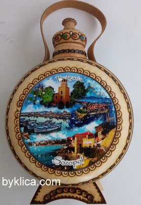 Дървена бъклица със стъклен съдържател СОЗОПОЛ