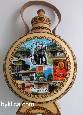 Дървена бъклица със стъклен контейнер ОРЕШАК