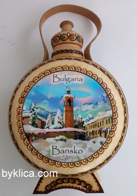 БЪКЛИЦА ОТ ДЪРВО БАНСКО С ПИРОГРАФИЯ