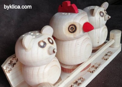 Сувенир Дървена солница тройка от ОРЕШАК