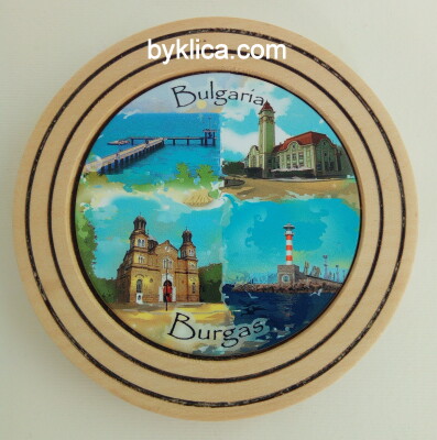 Дървена чиния сувенир БУРГАС
