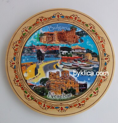 Дървена чиния с пирография НЕСЕБЪР