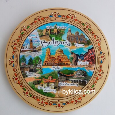 Дървена чиния с пирография БЪЛГАРИЯ