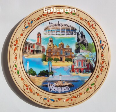 Чиния от дърво с пирография ВАРНА