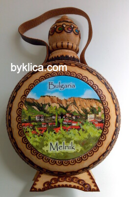 Дървена бъклица с пирография МЕЛНИК 600 мл.