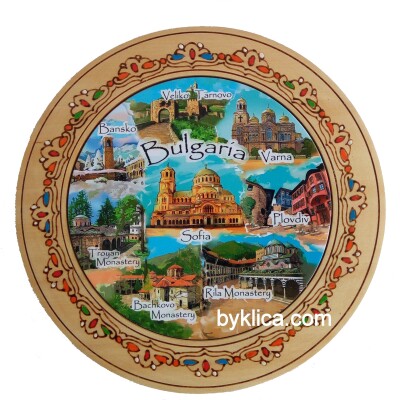 Чиния с пирография колаж България 22см