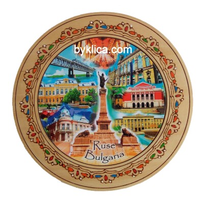 Чиния с пирография колаж Русе 22см