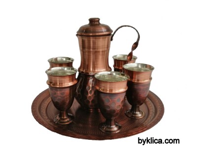 Сервиз за греяна ракия от кована мед