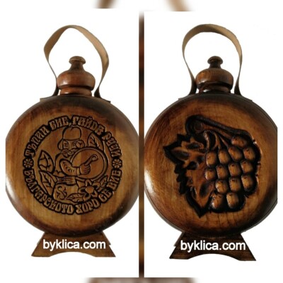 Бъклица от дърво със стъклен контейнер 1 литър с тъпанджия