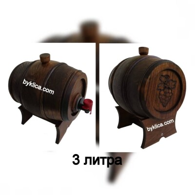 Дървено буре с дърворезба 3 литра