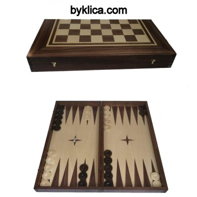 Табла за игра с естествен фурнир от бук и орех