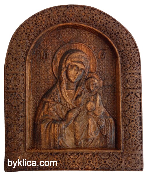 Икона с дърворезба на Дева Мария с Младенеца