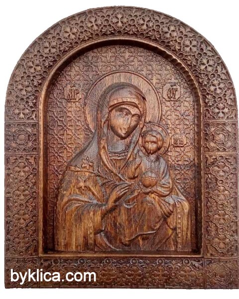 Икона с дърворезба на Дева Мария с Младенеца